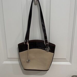 Elegant Cream and Brown Women's Handbag